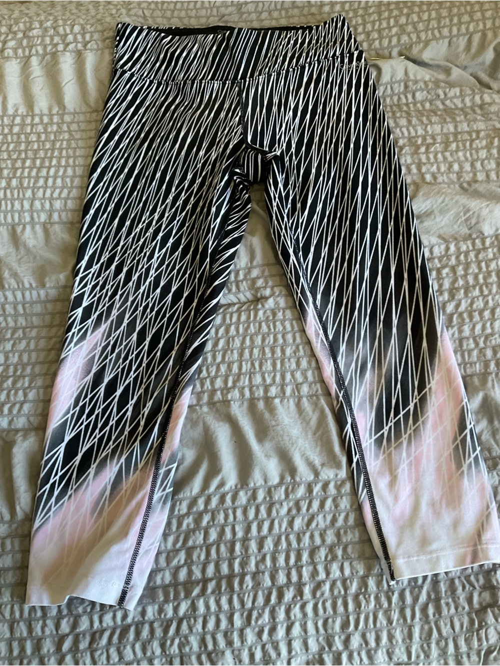 Calvin Klein Black, White & Pink Geometric Capri Leggings